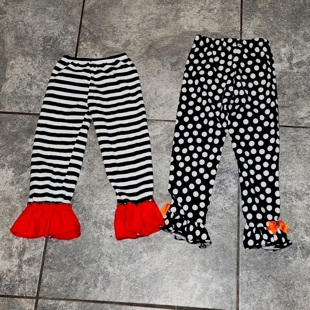 SET OF 2   Ruffle Pants size 4T Holiday or School Colors